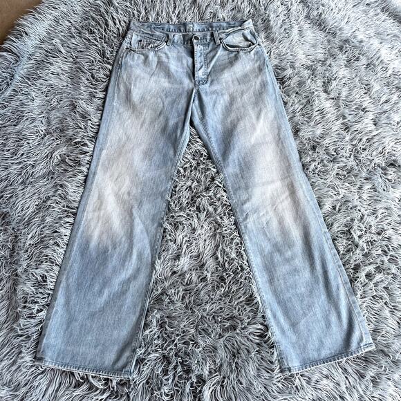 7 Seven For All Mankind Relaxed Light Wash Distressed Denim Jeans Mens 33 Long - Picture 6 of 11